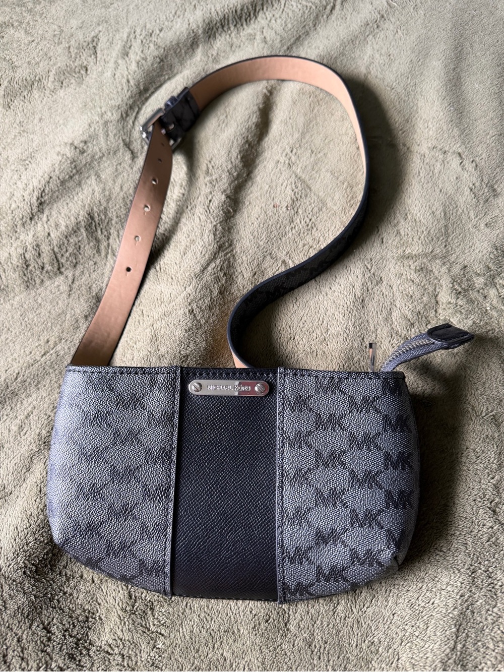 Michael Kors Black and Gray Logo Crossbody Bag